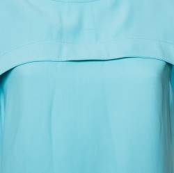 Pre Owned Balenciaga Blue Crepe Cape Sleeve Detail Top M