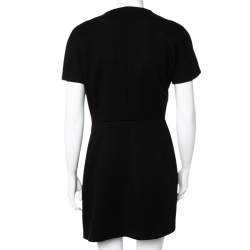 Pre Owned فستان ميني بالنسياغا صوف أسود نمط ملتف حافة غير متماثلة مقاس متوسط - ميديوم