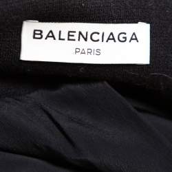 Pre Owned فستان ميني بالنسياغا صوف أسود نمط ملتف حافة غير متماثلة مقاس متوسط - ميديوم