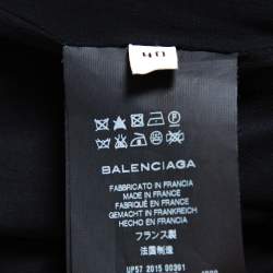 Pre Owned فستان ميني بالنسياغا صوف أسود نمط ملتف حافة غير متماثلة مقاس متوسط - ميديوم