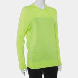 Balenciaga Neon Green Cashmere Oversized Pullover S