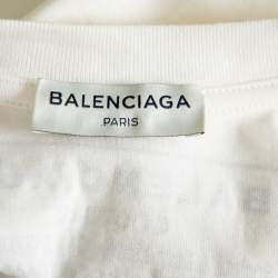 Pre Owned Balenciaga Off White Cotton Knit Oversized T-Shirt Dress M