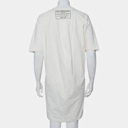 Pre Owned Balenciaga Off White Cotton Knit Oversized T-Shirt Dress M