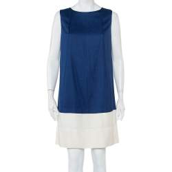 Pre Owned Balenciaga Color Block Silk Sleeveless Shift Dress M