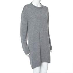 مملوكة مسبقًا Balenciaga Grey Wool & Cashmere Oversized Sweater Dress M