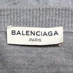 مملوكة مسبقًا Balenciaga Grey Wool & Cashmere Oversized Sweater Dress M
