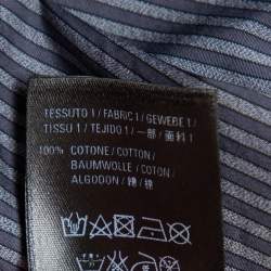 Pre Owned Balenciaga Charcoal Grey Striped Cotton Neck Tie Detail Oversized Shirt S