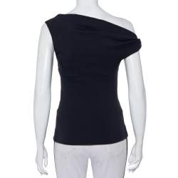 Pre Owned Balenciaga Charcoal Grey Knit One Shoulder Top S