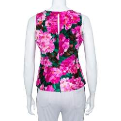 Pre Owned Balenciaga Multicolor Floral Printed Silk Sleeveless Top M