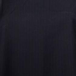 Balenciaga Navy Blue Striped Wool Off Shoulder Shift Dress M