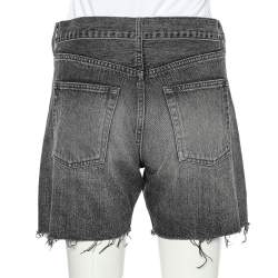 Balenciaga Charcoal Grey Denim Raw Edge Detail Shorts M
