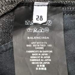 Balenciaga Charcoal Grey Denim Raw Edge Detail Shorts M