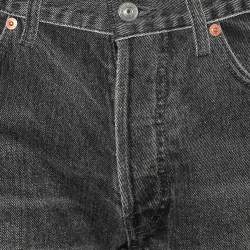 Balenciaga Charcoal Grey Denim Raw Edge Detail Shorts M