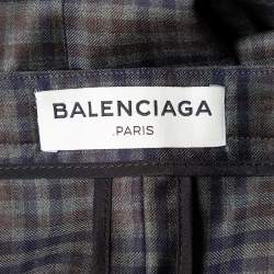 Balenciaga Brown Checkered Wool Asymmetrical Hem Skirt S