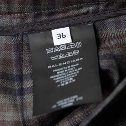 Balenciaga Brown Checkered Wool Asymmetrical Hem Skirt S