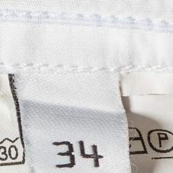 مملوكة مسبقًا Balenciaga White Striped Cotton Wide Open Collar Detail Oversized Shirt S