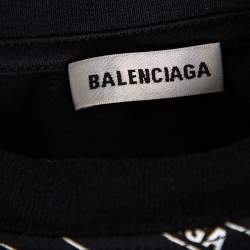 Pre Owned Balenciaga Black Cotton Diagonal Monogram Crewneck T-shirt XS