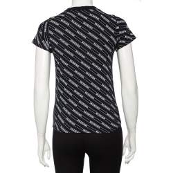 Pre Owned Balenciaga Black Cotton Diagonal Monogram Crewneck T-shirt XS