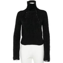 Pre Owned Balenciaga Le Dix Vintage Black Angora Wool Button Up Sweater M