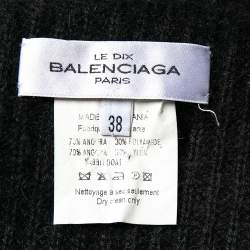 Pre Owned Balenciaga Le Dix Vintage Black Angora Wool Button Up Sweater M