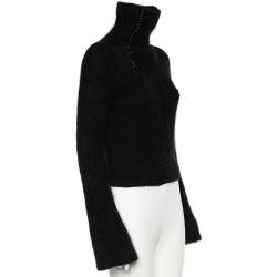 Pre Owned Balenciaga Le Dix Vintage Black Angora Wool Button Up Sweater M