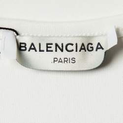 Pre Owned Balenciaga White Knit Embellished Sleeveless Top L