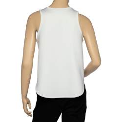 Pre Owned Balenciaga White Knit Embellished Sleeveless Top L