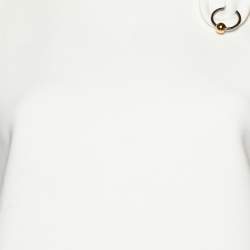 Pre Owned Balenciaga White Knit Embellished Sleeveless Top L