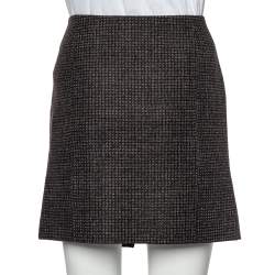 Pre Owned تنورة بالنسياغا ميني تفاصيل زر صوف نمط أسود مقاس متوسط