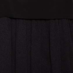 Pre Owned Balenciaga Black Textured Silk Contrast Overlay Detailed Sleeveless Mini Dress M