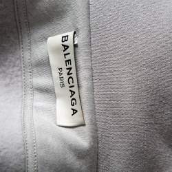 Pre Owned Balenciaga Light Grey Wool Collar Detailed Oversized Cropped Sweatshirt M