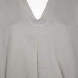Pre Owned Balenciaga Light Grey Wool Collar Detailed Oversized Cropped Sweatshirt M