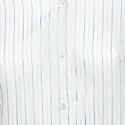 Balenciaga White Striped Georgette Button Front Pulled Shirt M