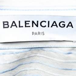 Balenciaga White Striped Georgette Button Front Pulled Shirt M
