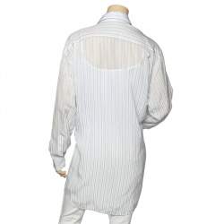 Balenciaga White Striped Georgette Button Front Pulled Shirt M