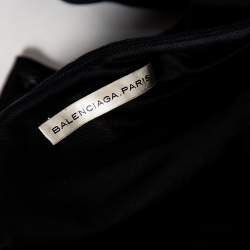 Pre Owned Balenciaga Black Wool Pleated Sleeve Detailed Cardigan M