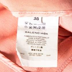 Pre Owned Balenciaga Peach Crepe Wide Leg High Waisted Pants M