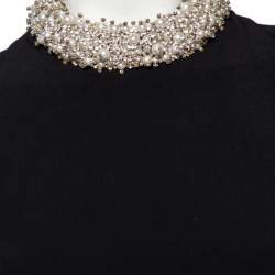 مملوكة مسبقًا Balenciaga Black Crepe Embellished Neck Detail Short Dress S