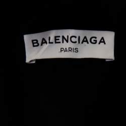 مملوكة مسبقًا Balenciaga Black Crepe Embellished Neck Detail Short Dress S