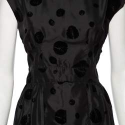 Pre Owned Balenciaga Black Flocked Silk Mini Dress M