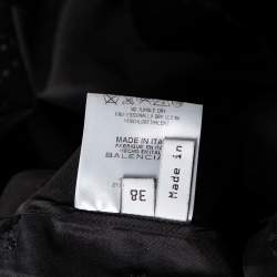 Pre Owned Balenciaga Black Flocked Silk Mini Dress M