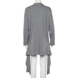 Pre Owned Balenciaga Grey Cotton Knit Waist Tie Detail Oversized Jumper S 