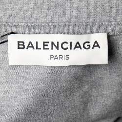 Pre Owned Balenciaga Grey Cotton Knit Waist Tie Detail Oversized Jumper S 