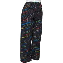 Pre Owned Balenciaga Multicolored Logo Printed Cotton Elasticized Waist Pants S