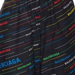 Pre Owned Balenciaga Multicolored Logo Printed Cotton Elasticized Waist Pants S