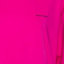 مملوكة مسبقًا Balenciaga Pink Cotton Logo Printed Oversized Crewneck T-Shirt S