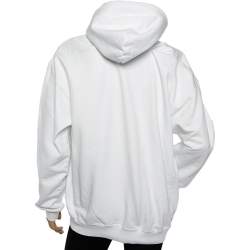 Pre Owned Balenciaga White Lipstick Logo Print Cotton Gathered Back Detail Oversized Hoodie S