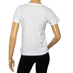 Pre Owned Balenciaga White Mode Logo Printed Cotton Crewneck T Shirt M
