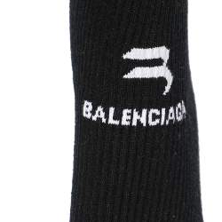 Pre Owned بنطلون رياضي بالنسياغا ستيراب تريكو مضلع أسود مقاس متوسط