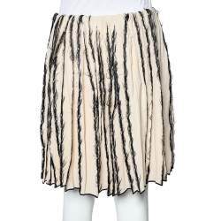 Balenciaga Ecru Silk Fray Detail Pleated Mini Skirt M